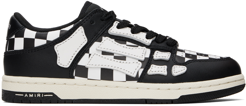 Shop Amiri Black & White Checkered Skel Top Low Sneakers In Black White