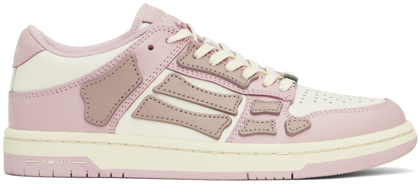 White & Pink Skel Top Low Sneakers