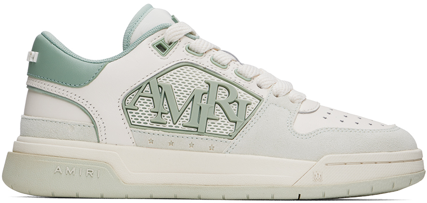 Shop Amiri White & Green Classic Low Sneakers In Frosty Green