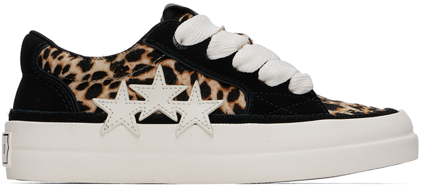 Shop Amiri Black & Brown Leopard Sunset Skate Low Sneakers