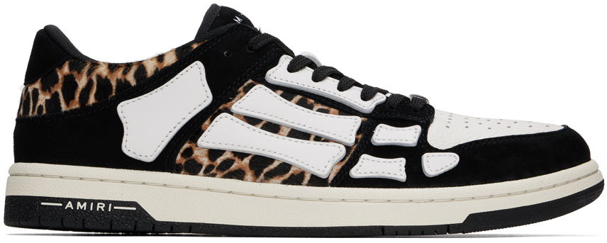 Shop Amiri Black & Beige Leopard Skel Top Low Sneakers