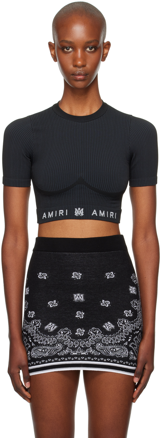 Shop Amiri Black Ma Ribbed Seamless Sport T-shirt