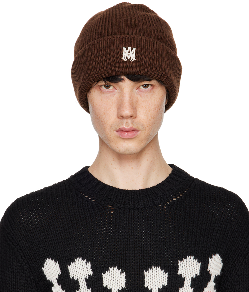 Amiri Brown Ma Beanie In Dark Brown