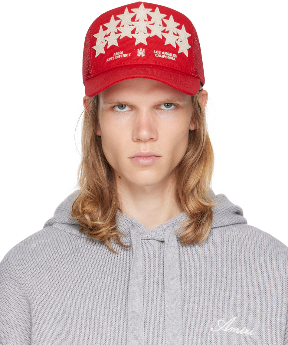 Red Stars Trucker Cap by AMIRI on Sale