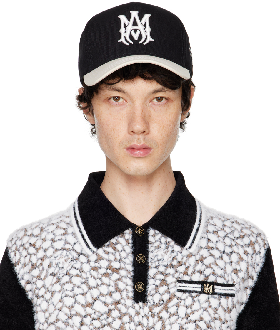 Shop Amiri Black & Off-white 'ma' Two-tone Canvas Cap In Black Alabaster