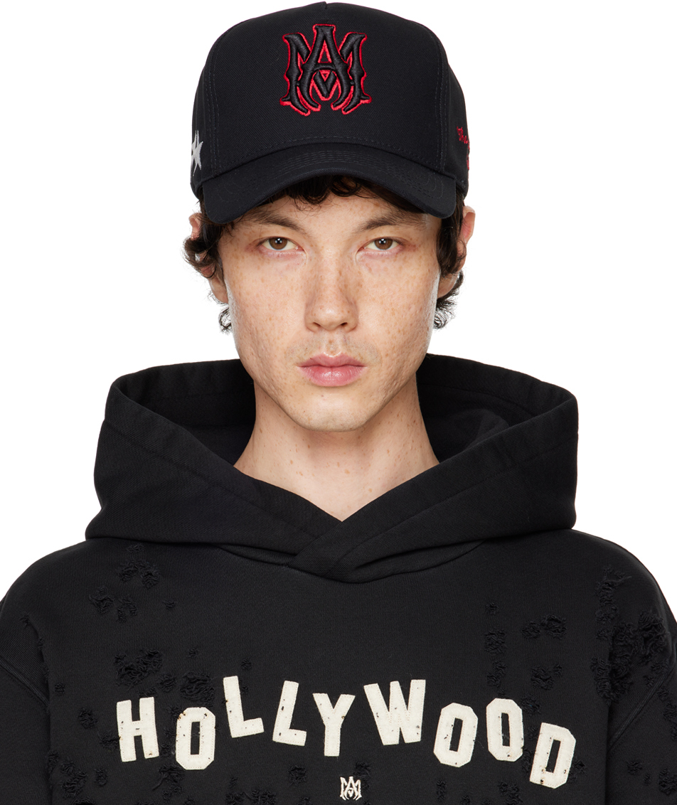 Black & Red Stars 'MA' Canvas Cap by AMIRI on Sale