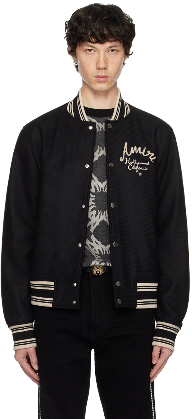 Shop Amiri Black ' Hollywood' Bomber Jacket