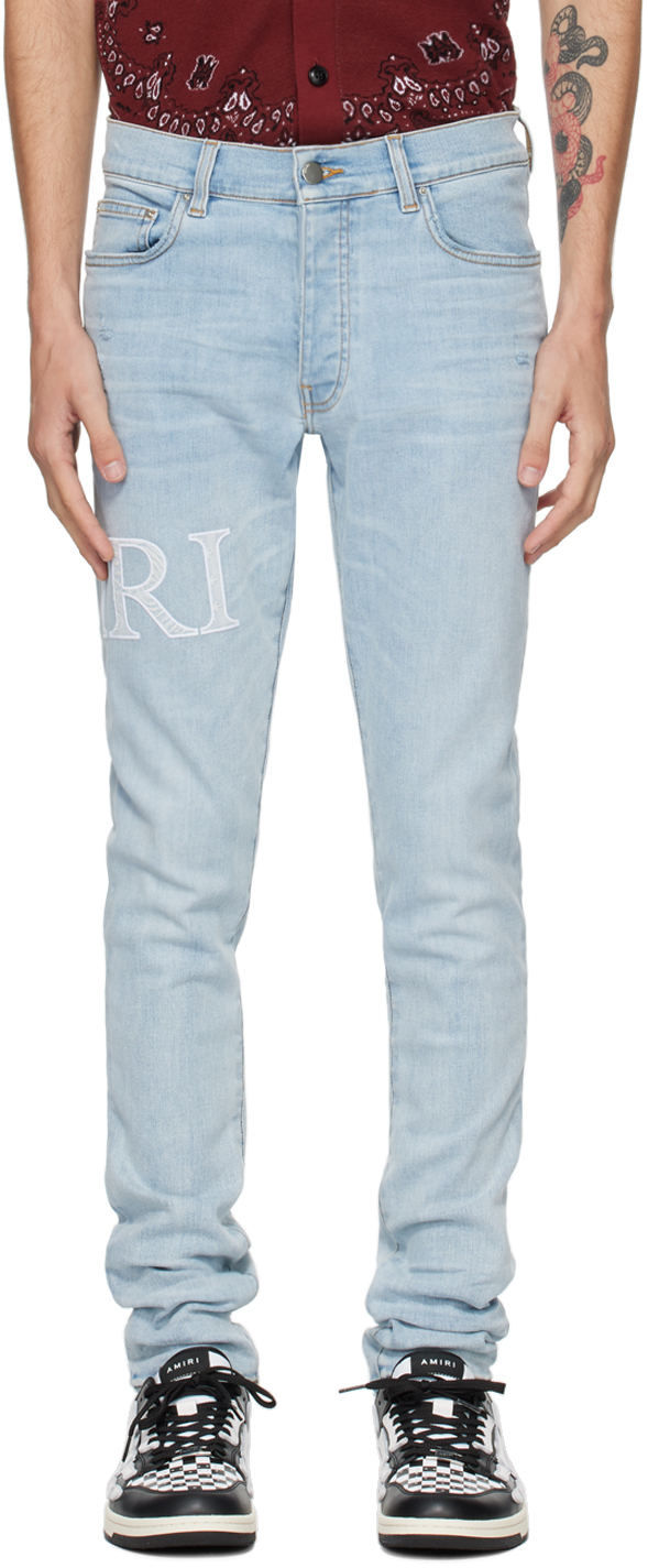 Blue Bandana Jacquard Logo Jeans