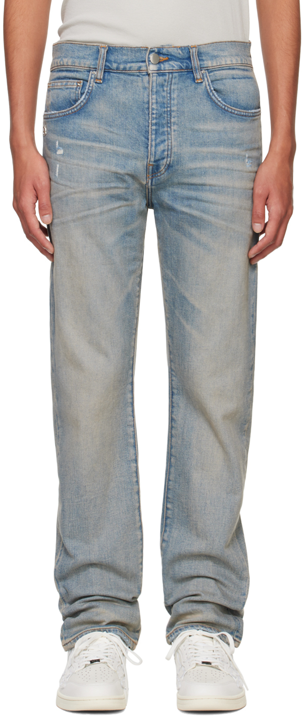 Shop Amiri Blue Slim Jeans In Antique Indigo