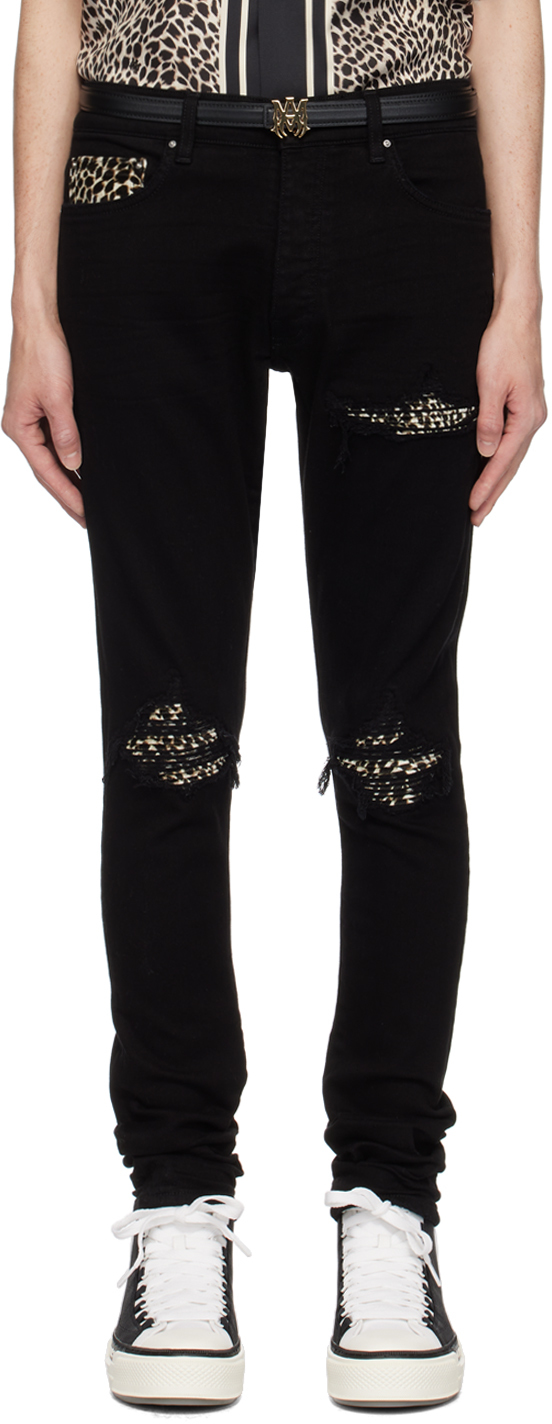 Shop Amiri Black Leopard Mx1 Jeans In Black Od