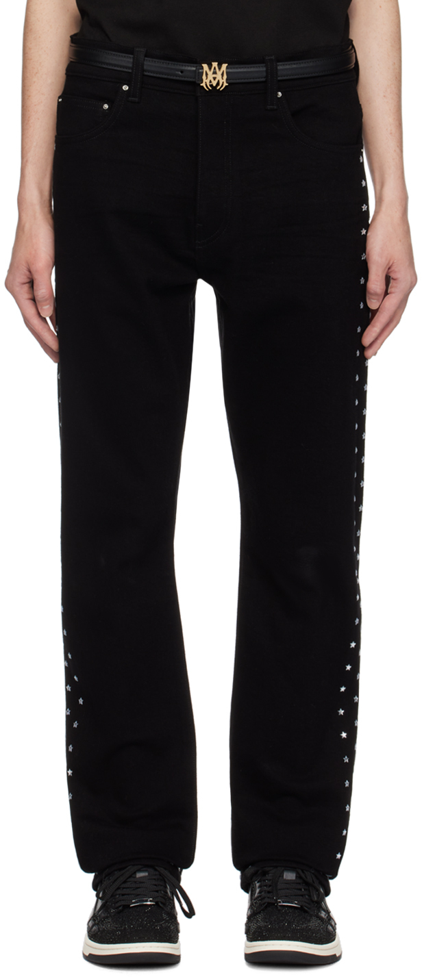 Shop Amiri Black Star Crystal Slim Jeans In Black Od