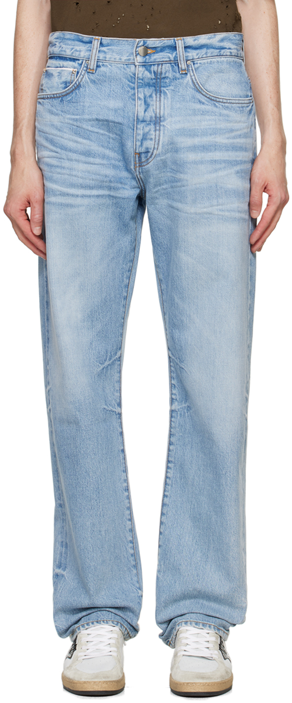 Shop Amiri Blue Japanese Selvedge Straight Jeans In Perfect Indigo