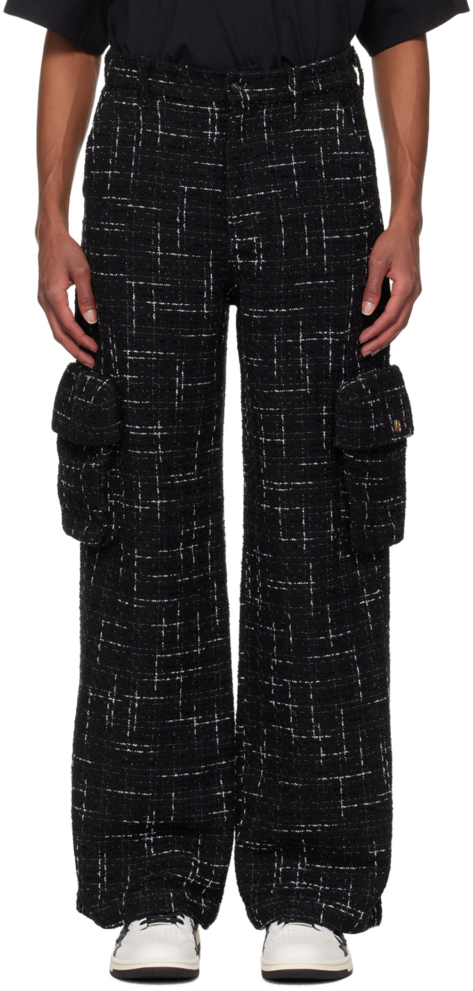 Black Fleck Tweed Cargo Pants