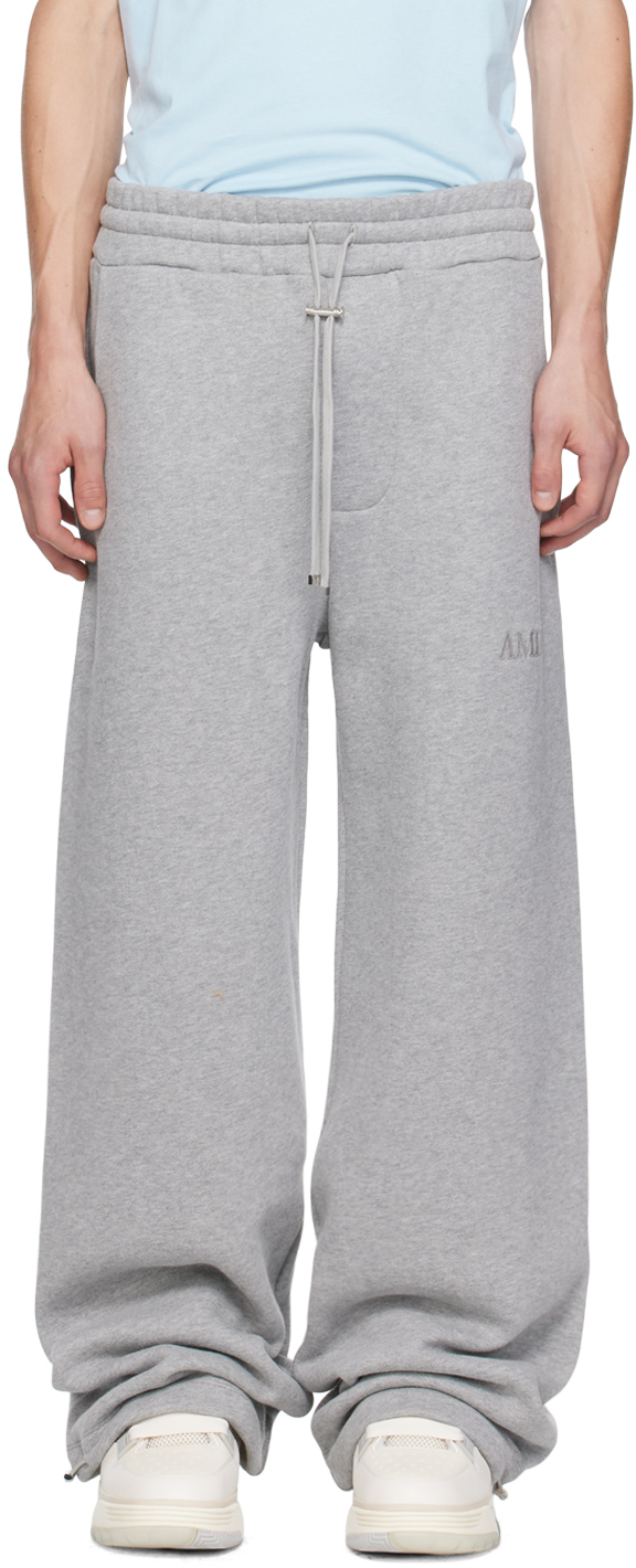 Gray Embroidered Logo Sweatpants