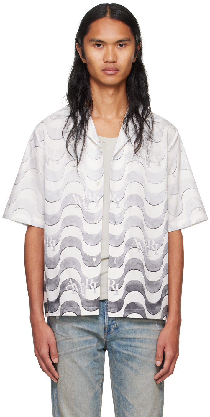 Shop Amiri Gray '' Staggered Wave Shirt In Grey