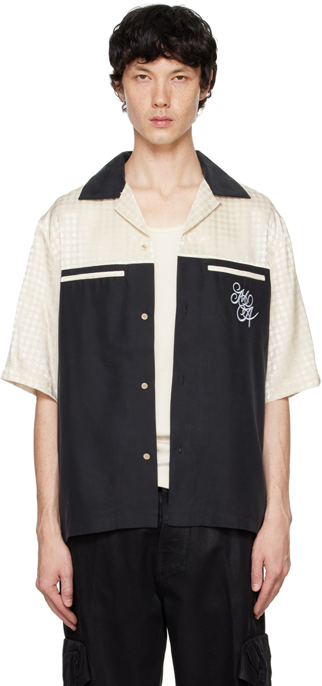 Shop Amiri Black Ma Quad Yoke Camp Shirt