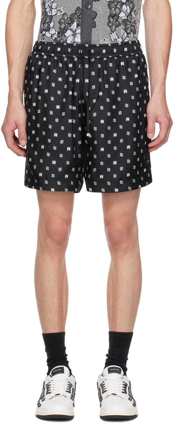 Shop Amiri Black Ma Paisley Shorts