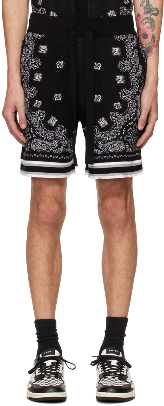 Shop Amiri Black Bandana Shorts