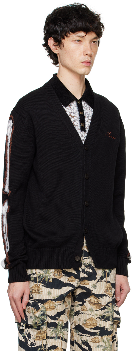 AMIRI BLACK LEOPARD BONES CARDIGAN 