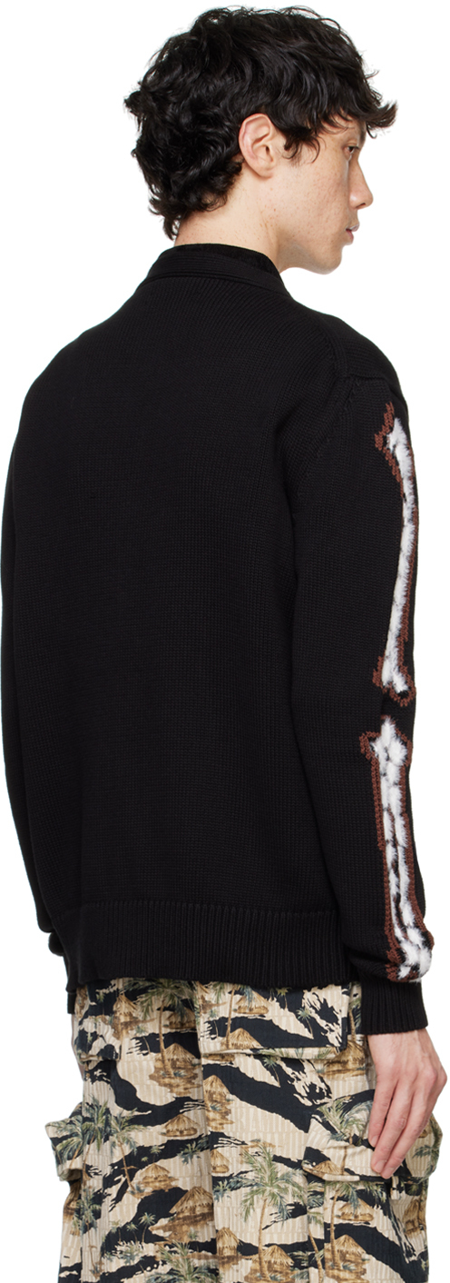 AMIRI BLACK LEOPARD BONES CARDIGAN 