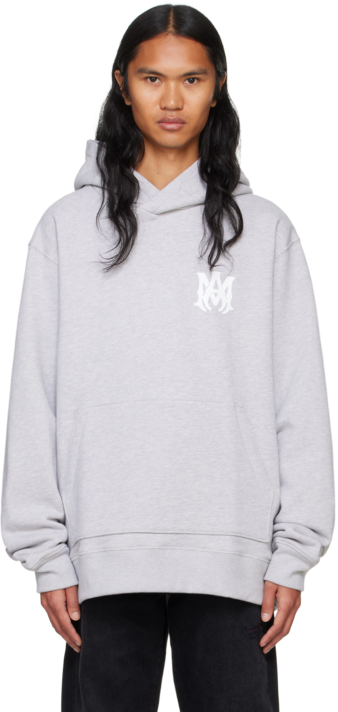 Shop Amiri Gray Ma Core Logo Hoodie In Grey