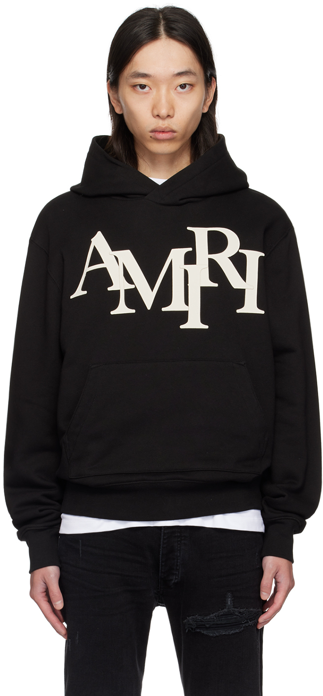 パーカー・フーディ AMIRI FW25 AMIRI STAGGERED HOODIE (AMJYHD1094 BLACK) AMIRI STAGGERED LOGO HOODIE - Black | AMIRI
