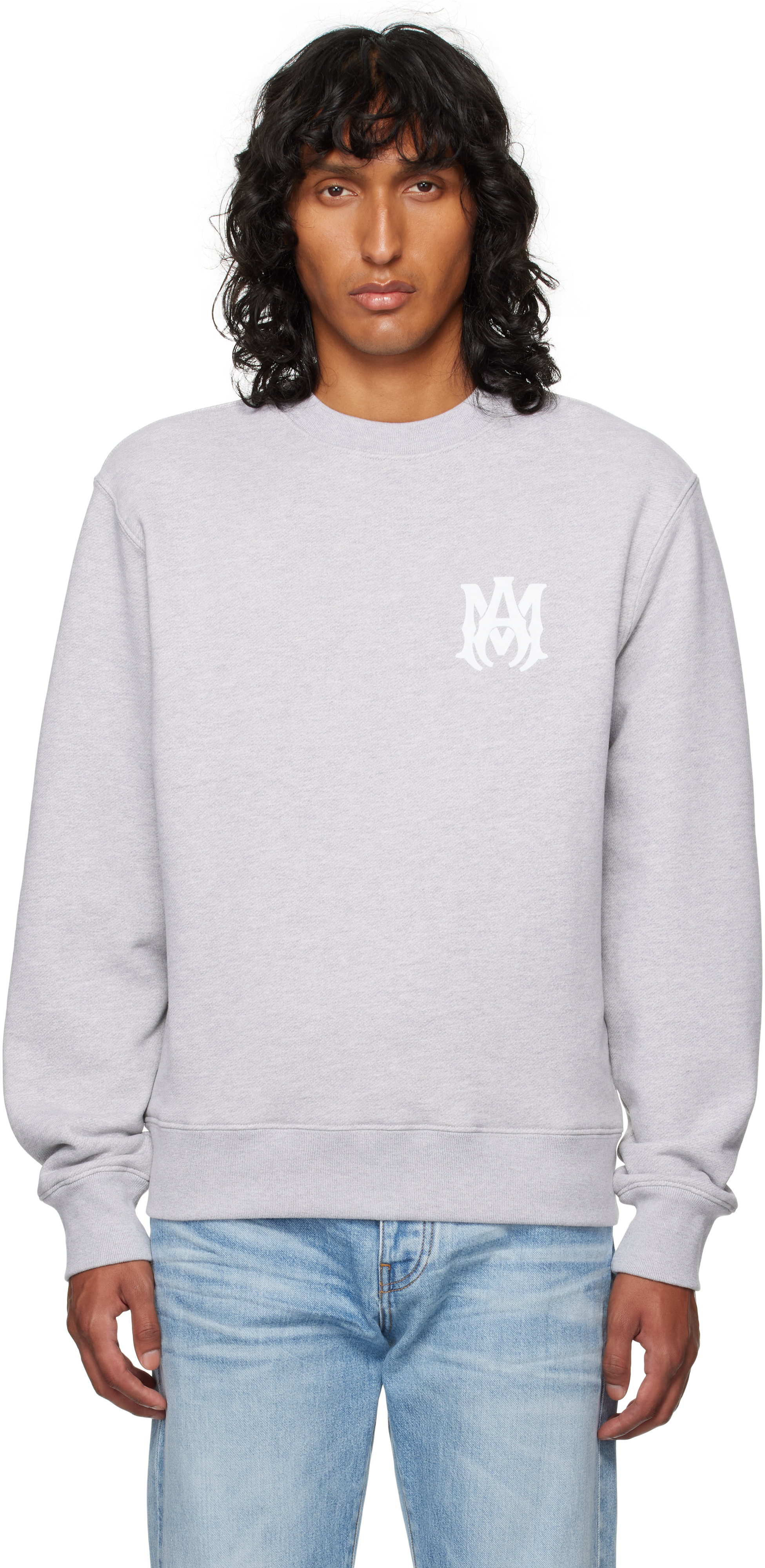 Shop Amiri Gray Ma Core Logo Crew Sweatshirt In Grey