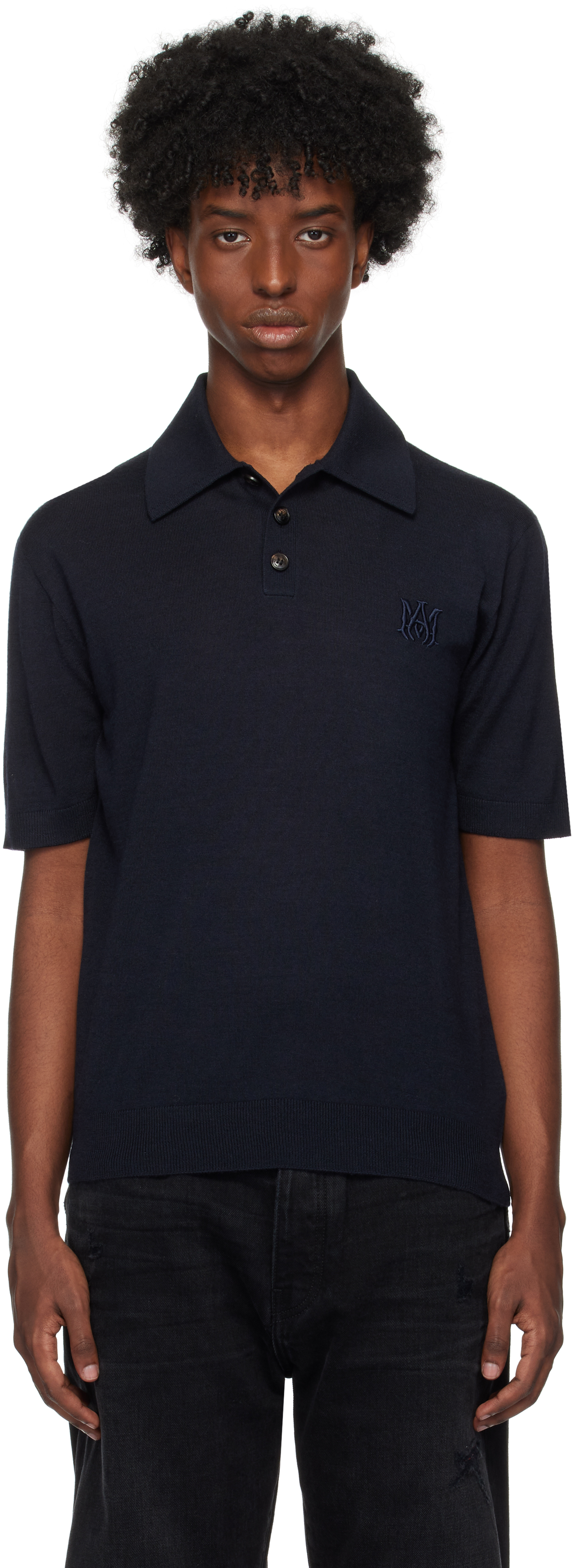 Shop Amiri Navy Ma Polo