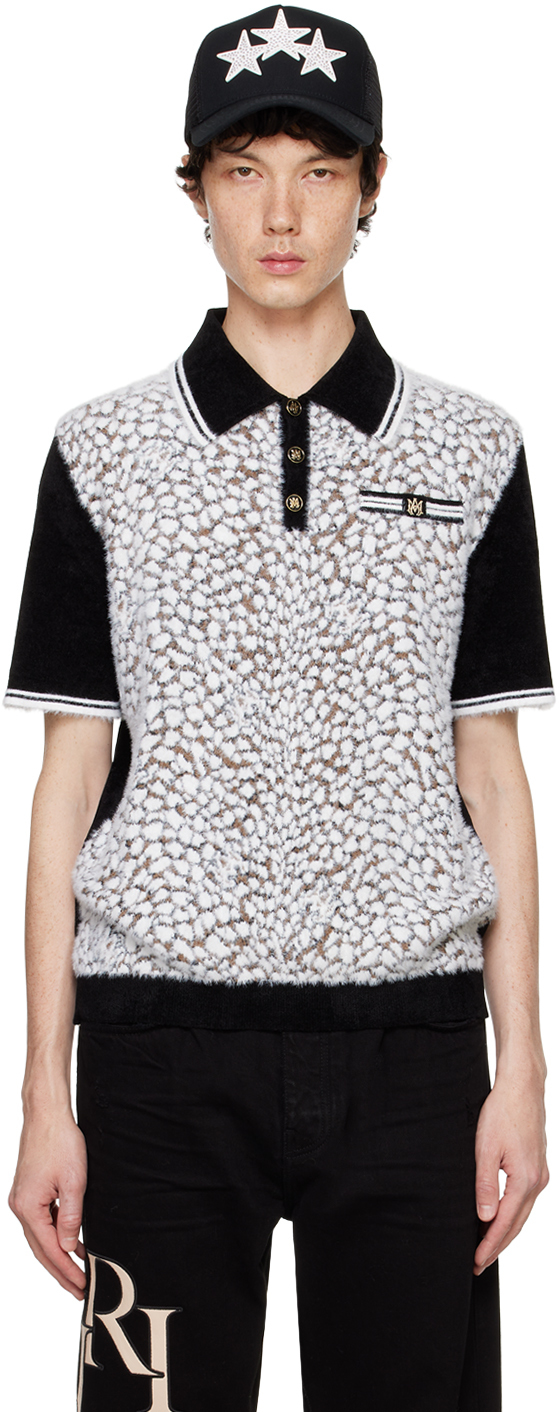 Shop Amiri Black M.a. Leopard Polo