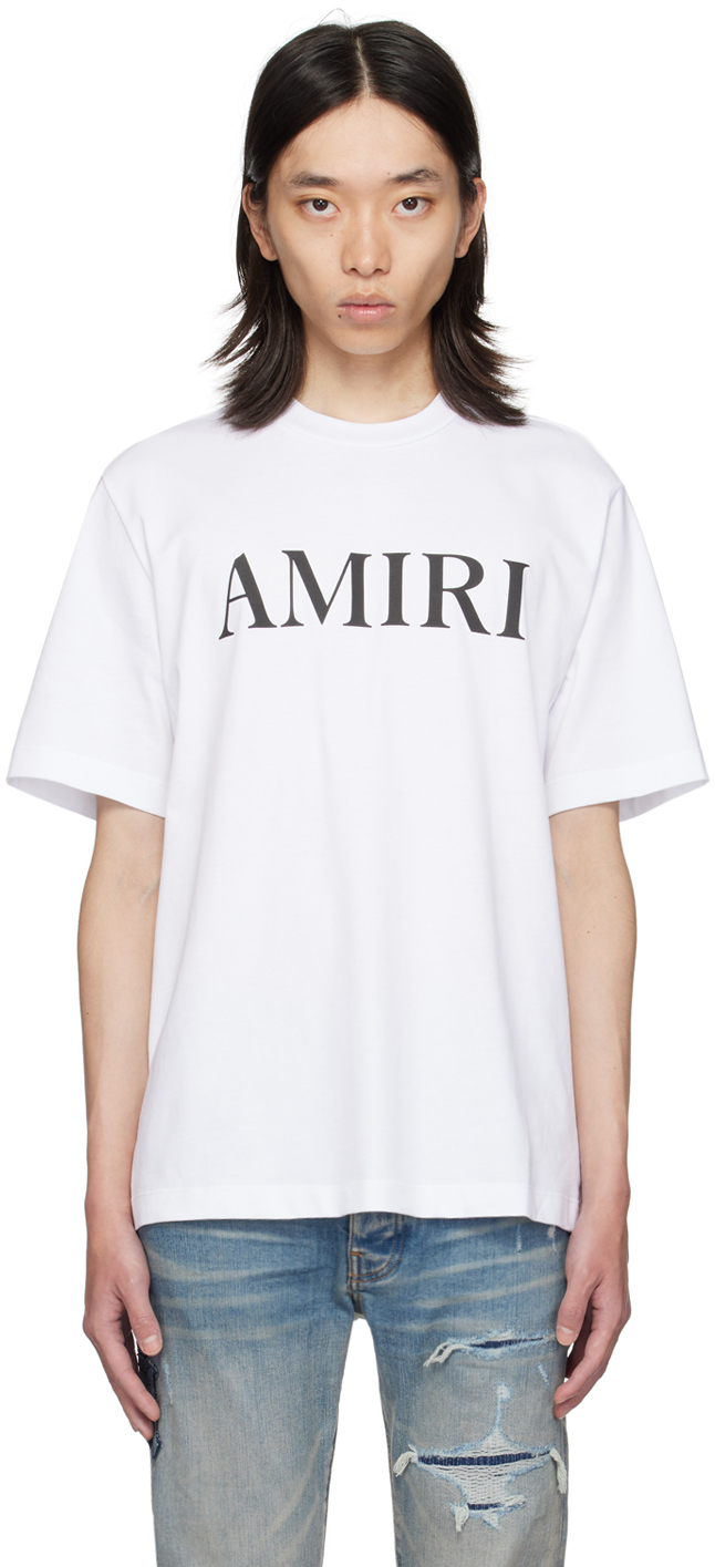 AMIRI: White Printed Core Logo T-Shirt | SSENSE Canada