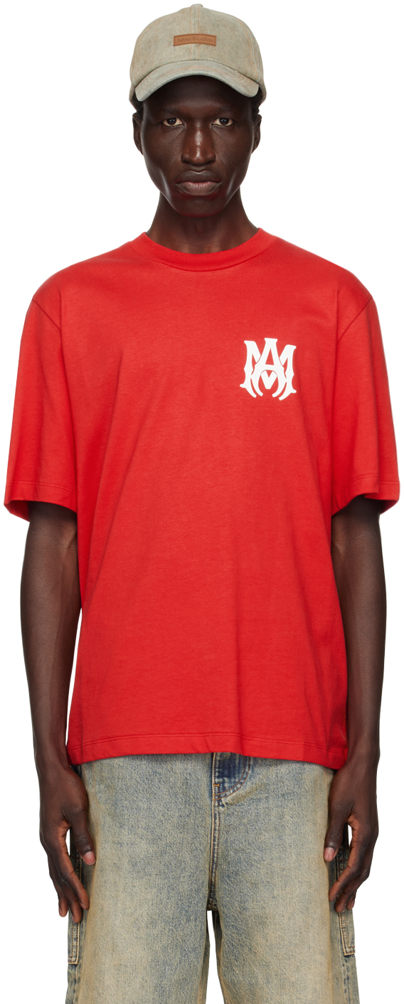 AMIRI: Red 'MA' Core Logo T-Shirt | SSENSE