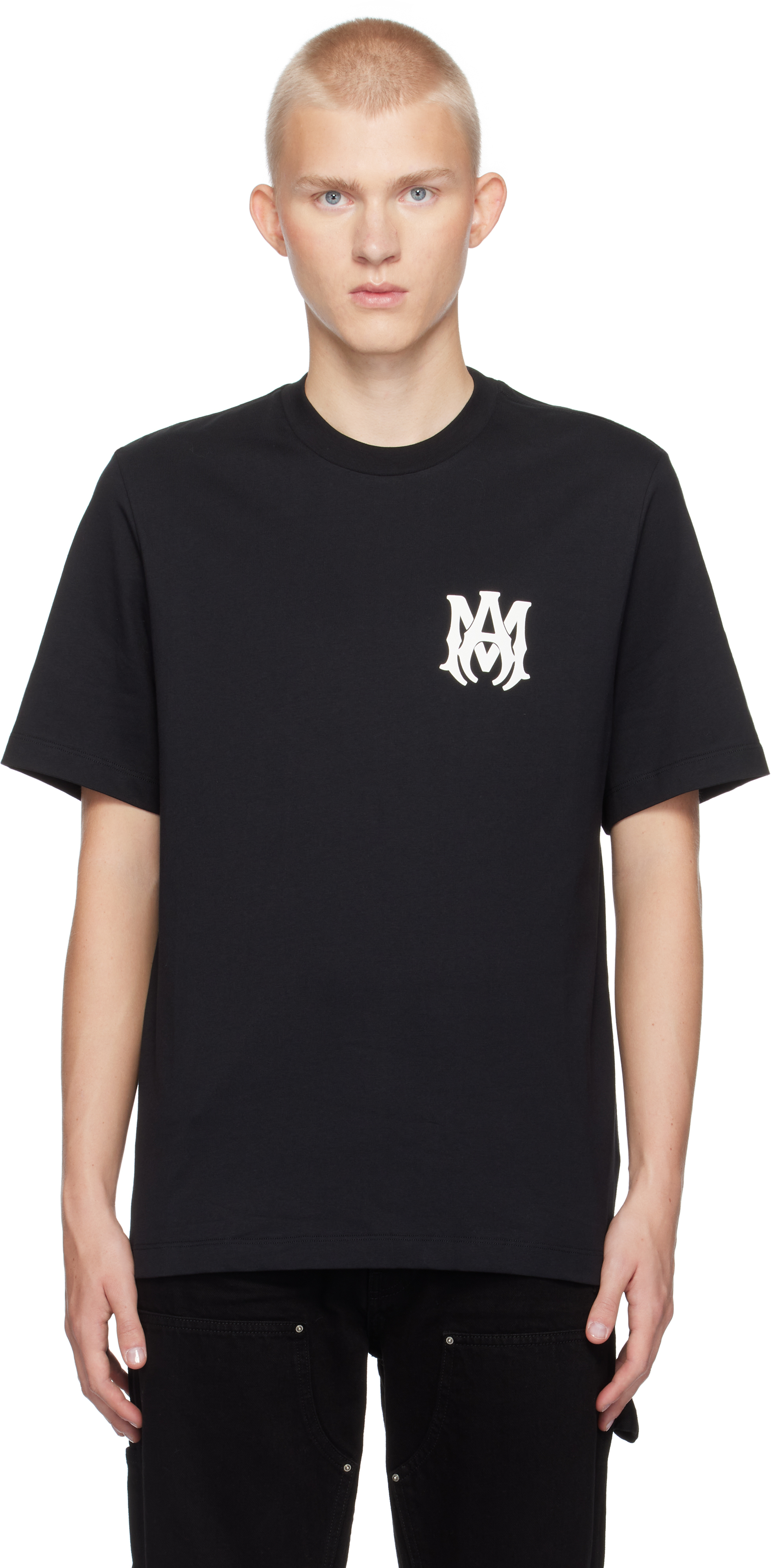 人気！【AMIRI】Ma Core ロゴTシャツ AMIRI: Black MA Core Logo T-shirt | SSENSE