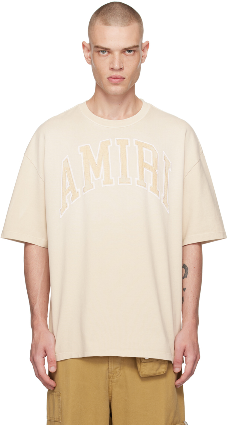 Shop Amiri Beige Vintage Oversized T-shirt In Birch