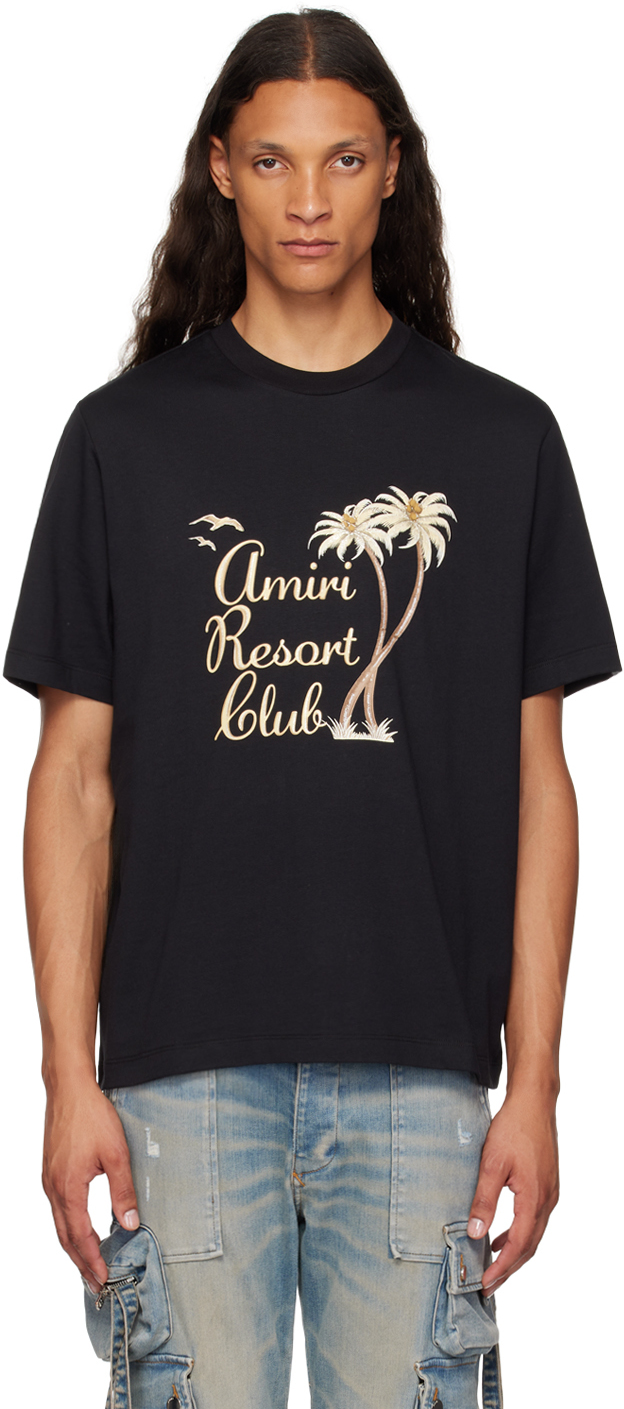 Shop Amiri Black Twisted Palms T-shirt