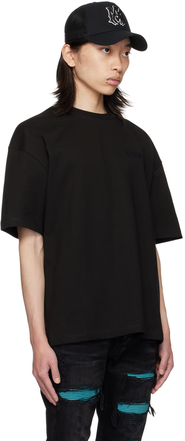 Amiri Tonal Logo Oversized Cotton T-shirt In Black