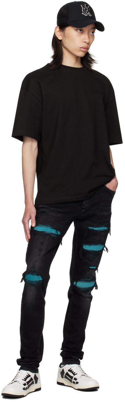 Amiri Tonal Logo Oversized Cotton T-shirt In Black