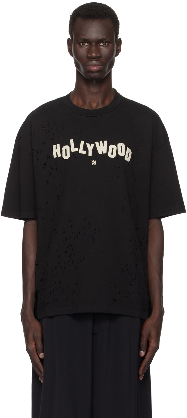 Shop Amiri Black 'hollywood' Shotgun T-shirt