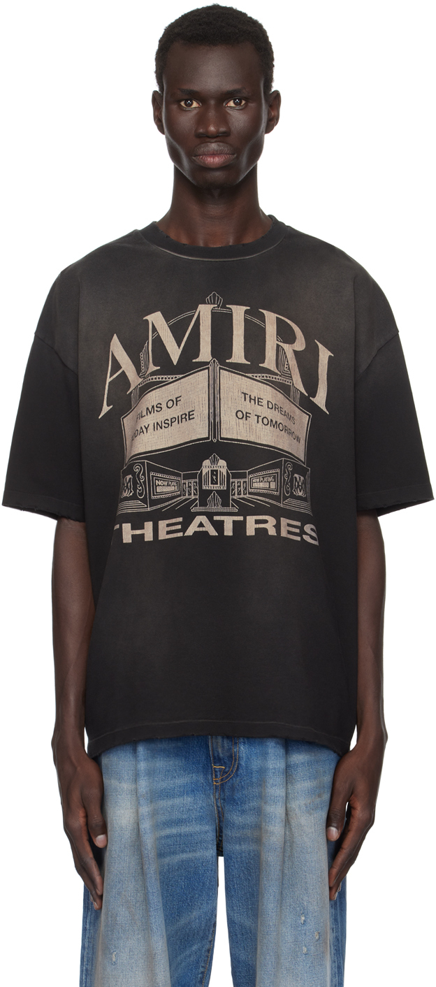 Shop Amiri Black 'theatres' T-shirt