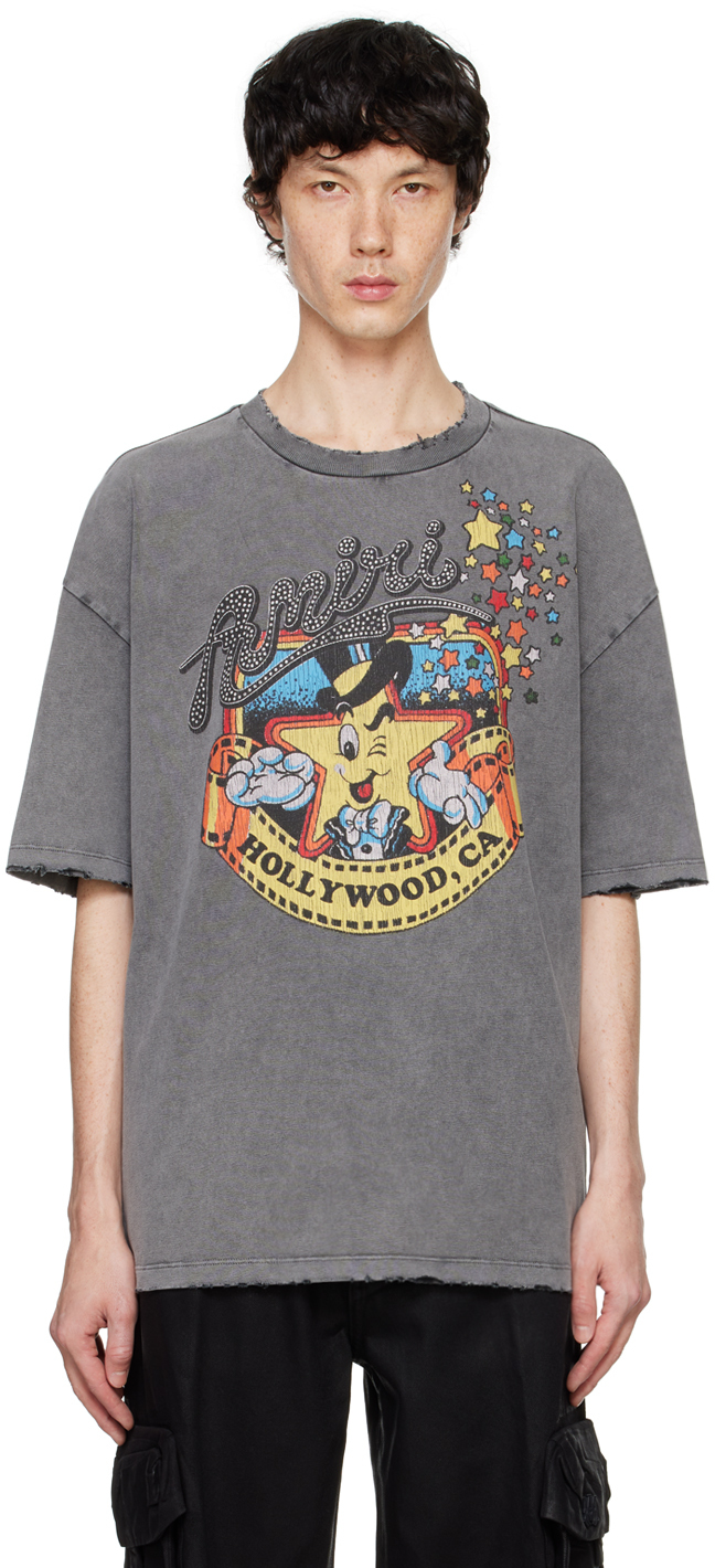 Shop Amiri Gray Mr. Hollywood Oversized T-shirt In Black