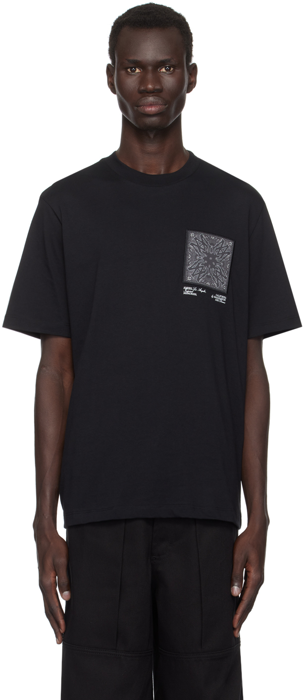 関税送料込み【AMIRI】MA Bandana シルク アップリケ Tシャツ AMIRI bandana-appliqué Cotton t-shirt | Black | FARFETCH