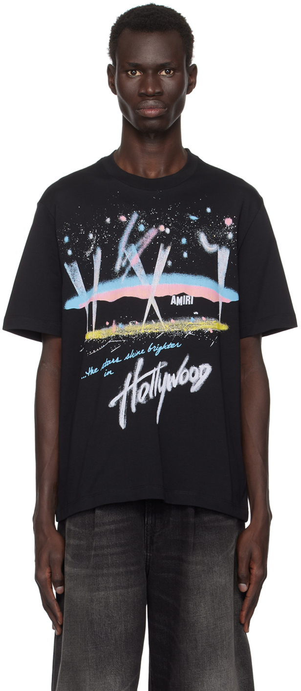 Shop Amiri Black Hollywood Lights T-shirt