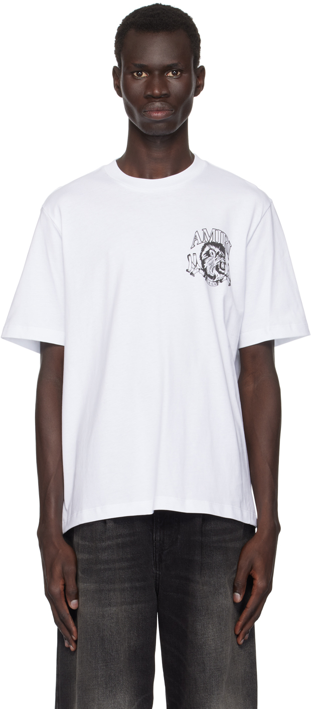 Shop Amiri White Lion Outline T-shirt