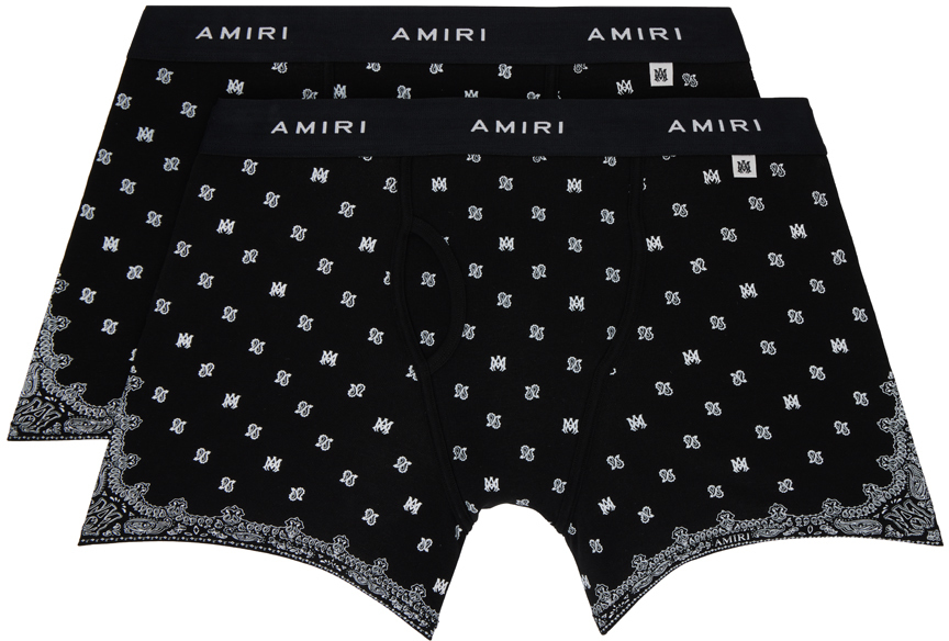 Shop Amiri Two-pack Black Ma Paisley Boxer Briefs