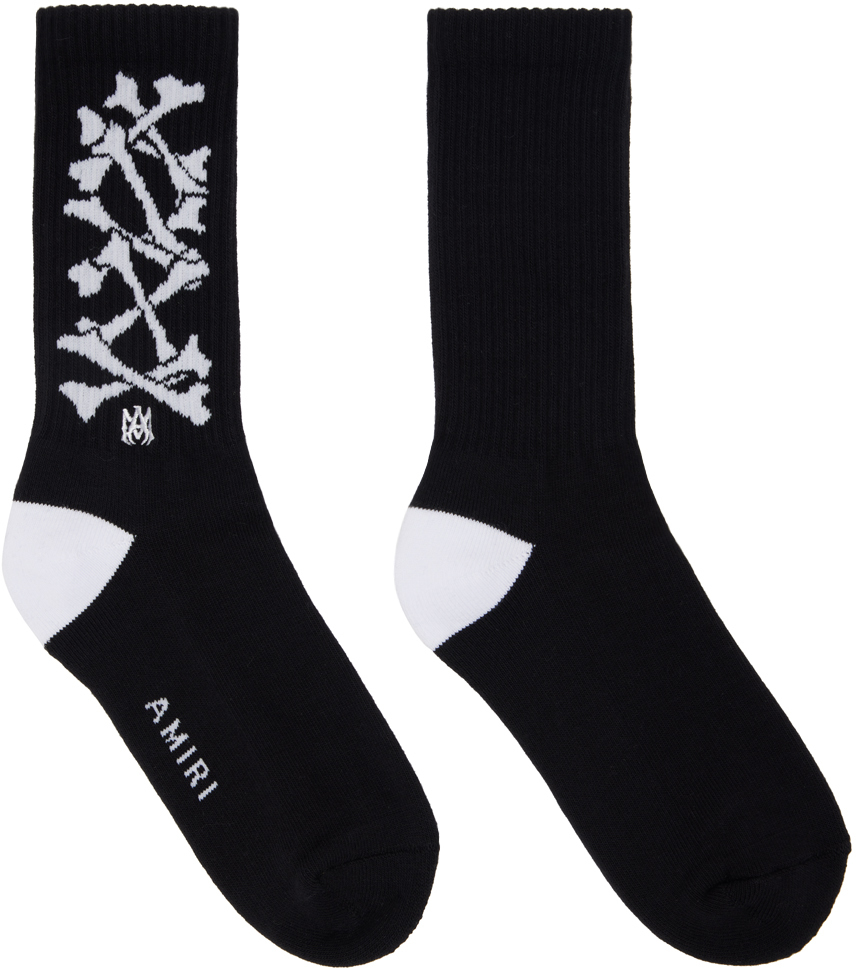 Black Core Bones Stacked Socks