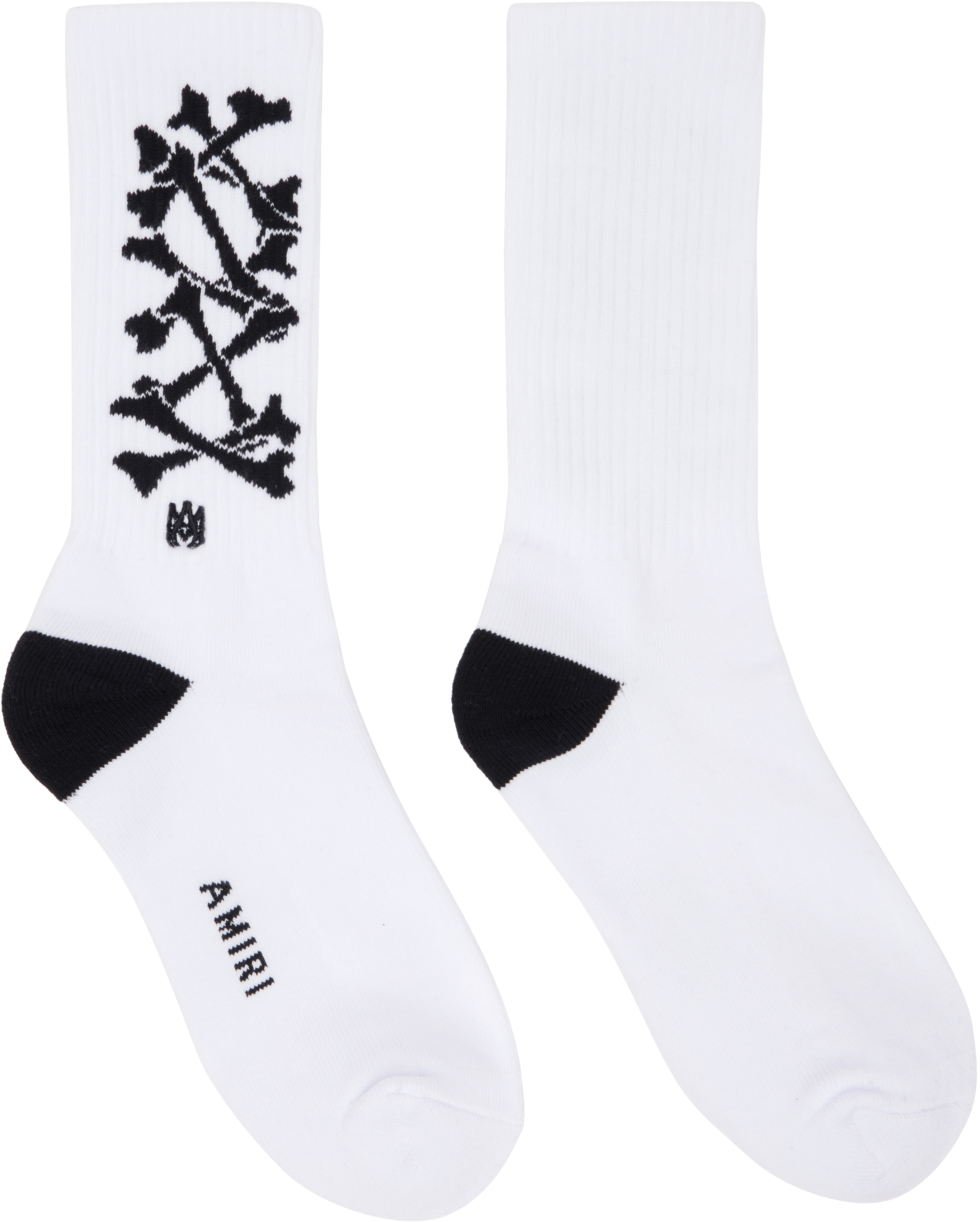 Shop Amiri White & Black Bones Stacked Socks In White Black