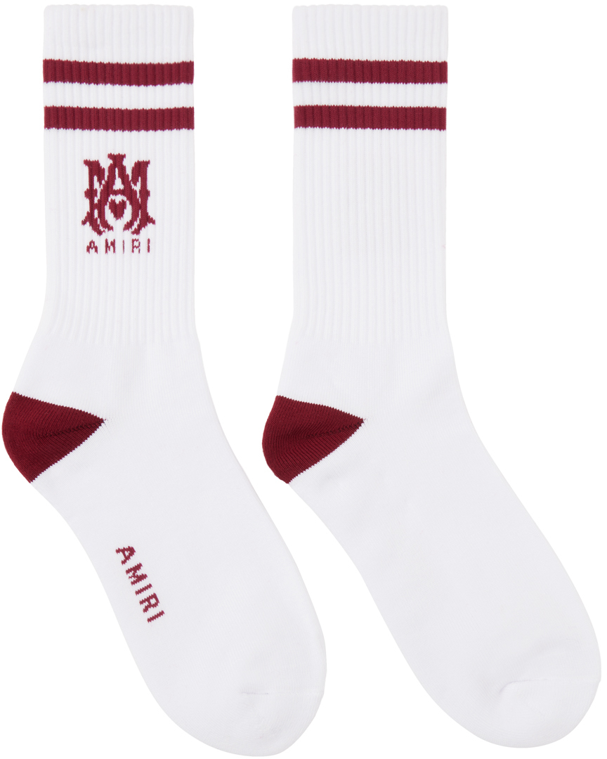 White & Red MA Stripe Socks