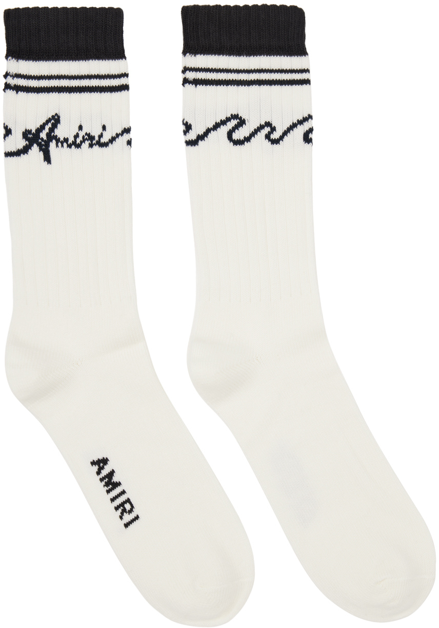 White & Black 'Amiri' Wave Socks