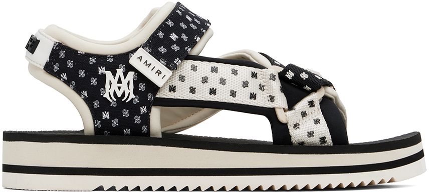 Shop Amiri Black & Off-white 'ma' Paisley Sandals In Black Birch