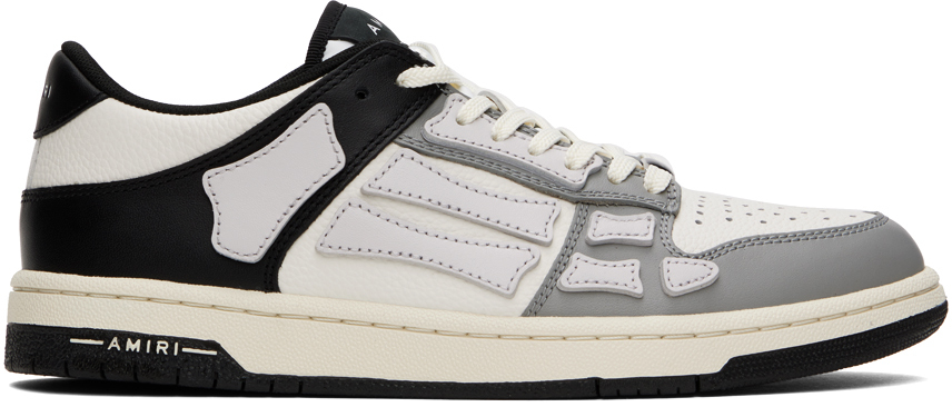 Shop Amiri Multicolor Two-tone Skel Top Low Sneakers In Black White Grey