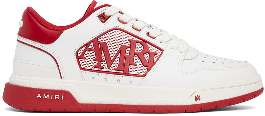 White & Red Classic Low Sneakers